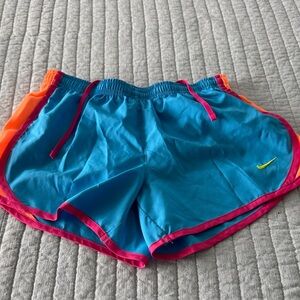 Nike Women's Blue and Pink Athletic Shorts